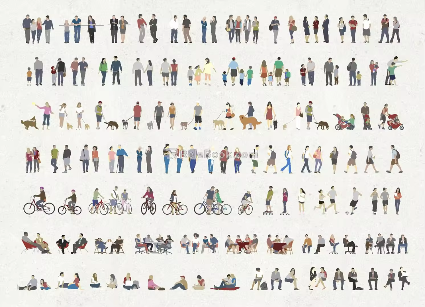 Modern multi-player background plane characters 3d model