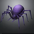 3D Rendered Purple Spider With Eight Legs Sleek Body on Dark Background