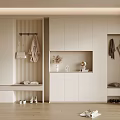 Modern White Shoe Cabinet Interior Design With Hanger Bench And Decorative Elements