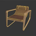 Modern Leisure Chair With Wooden Frame Brown Padded Seat And Armrests