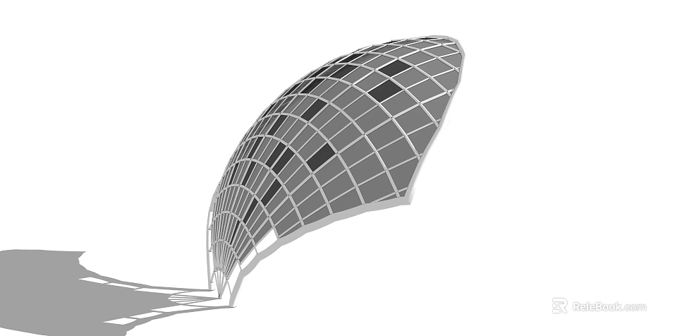 Modern Curved Grid Architectural Structure With Metal Framework And Geometric Design 3d model