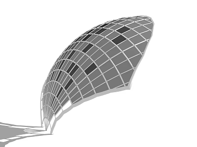 Modern Curved Grid Architectural Structure With Metal Framework And Geometric Design 3d model