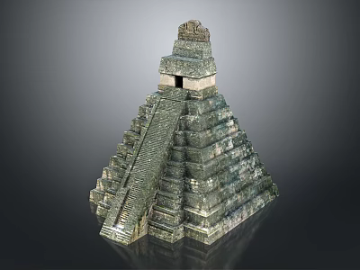 Ancient Pyramid Structure With Stepped Levels And Stone Temple Architecture 3d model