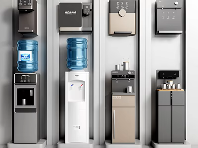Daily Use Electrical Appliances Neatly Arranged on Modern Display Shelves 3d model
