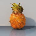 Fresh Ripe Pineapple With Green Leaves On Gray Surface With Reflection