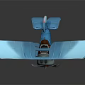 Vintage Blue Biplane With Wooden Struts Propeller And Detailed Side View Design