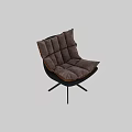 Modern Brown Tufted Upholstered Accent Chair With Black Metal Crossed Base