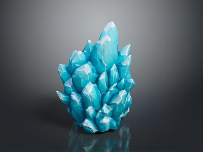 Blue Crystal Cluster Ornament With Sharp Crystals White Edges And Dark Background 3d model