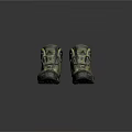 Dirty Worn Hiking Boots Featuring Yellow Gray Color And Thick Sole For Outdoor Activities