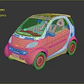 Orange and White Small Compact Two Seater Car with Modern Design and Transparent Roof