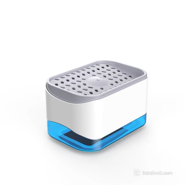 Practical White and Blue Kitchen Dish Drainer with Hole Design and Stable Base 3d model 