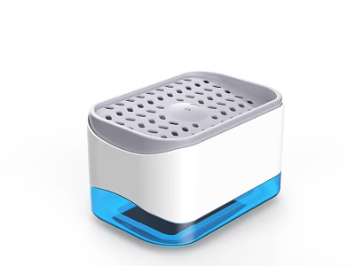 Practical White and Blue Kitchen Dish Drainer with Hole Design and Stable Base 3d model