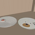 Round Rugs With Striped Design And Bear Face Pattern For Indoor Floor Decor