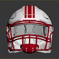 Riddell Football Helmet With White Shell Red Stripes And Red Facemask