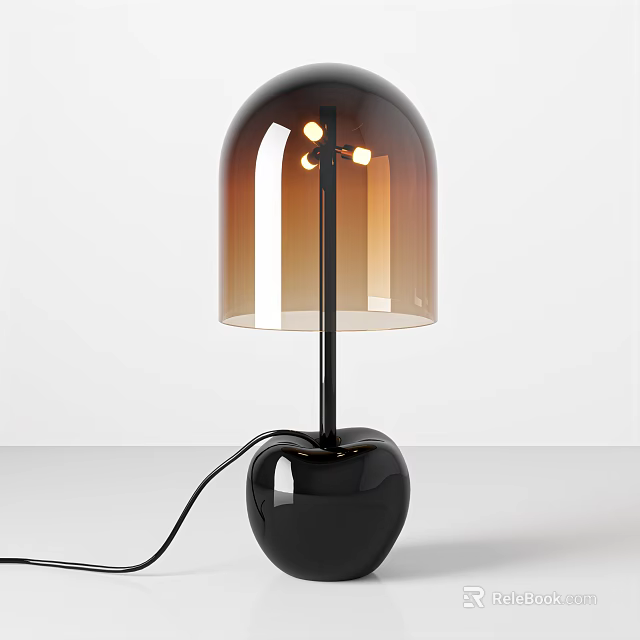 Modern Table Lamp With Black Base And Gradient Translucent Shade Design 3d model 