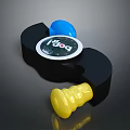 Modern Black i-dog Electronic Device with Circular Logo Blue and Yellow Accents