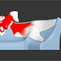 Blue Irregular Shaped Sofa With Red And White Goldfish Pattern Design
