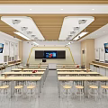 School Modern Classroom With Multimedia Screens Desks Bright Lighting And Educational Setup 3d model
