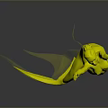 Red Mermaid Character Creature With Raised Arms And Flowing Tail In Dynamic Pose