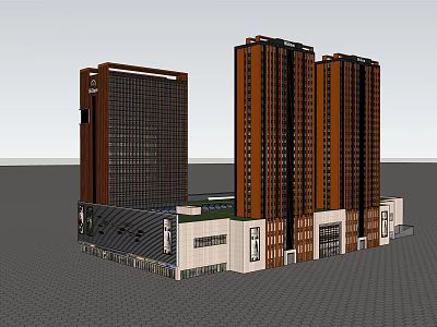 Modern Commercial Complex With High Rise Buildings Retail Spaces And Office Areas 3d model