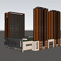 Modern Commercial Complex With High Rise Buildings Retail Spaces And Office Areas