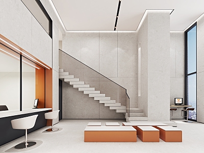 Modern Bank Interior Space 3d model