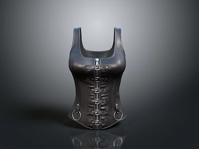 Fashionable Black Corset With Metal Buckles And Straps For Daily Use 3d model