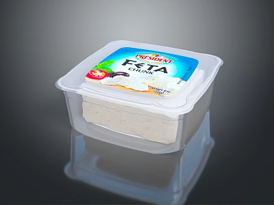 Kerry Feta Cheese Container Featuring Fresh Red Fruit And Green Leaf Accents 3d model