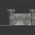 Medieval Castle Model With Stone Brick Walls Four Towers Wooden Drawbridge And Glass Door