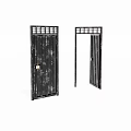 Black Metal Swing Door With Grid Design Open And Closed States
