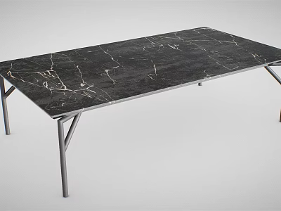 Contemporary Black Marble Table With Modern Metal Legs Design And Smooth Surface 3d model