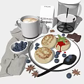 Fresh Baked Muffins With Blueberries And Chocolate Served With Hot Coffee And Refined Sugar