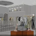 Minasu Modern Fashion Clothing Store With Mannequins Hanging Clothes And Green Plants