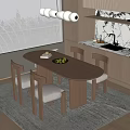 Light Wooden Oval Dining Table With Four Upholstered Chairs In Modern Kitchen