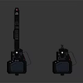 Two Futuristic Modern Weapons With Black Blue Design And Red Accent Details