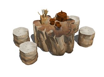 New Chinese root carving tea sea tea table 3d model