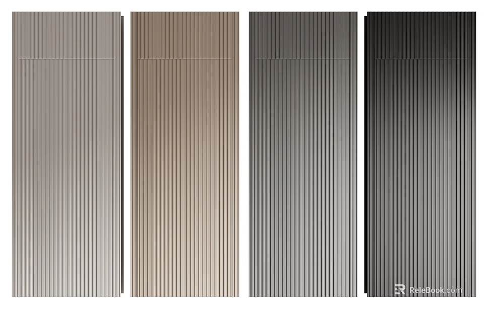 Hinged Doors Modern Design with Vertical Stripes in Various Colors 3d model 