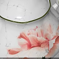 Elegant White Ceramic Teapot with Crackle Glaze Pink Peony Design and Golden Trim