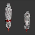 Detailed White And Red Fountain Pen Nibs With Textured Design Features