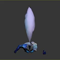 Stylish Fantasy Character In Blue White Outfit With Pink Creature Tail And Blue Accessories