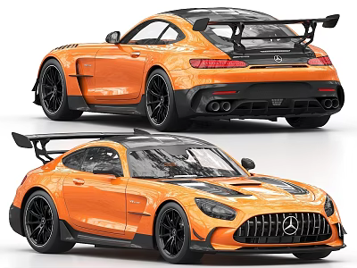 Orange Sports Car Exterior With Black Spoiler Aerodynamic Design And Wheels 3d model