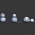 Adorable Snowmen Characters Wearing Blue Hats Scarves And Different Winter Poses