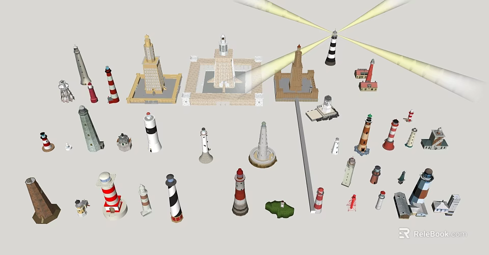 Diverse Lighthouse Models Collection With Various Designs Colors And Styles 3d model 