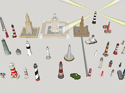 Diverse Lighthouse Models Collection With Various Designs Colors And Styles 3d model
