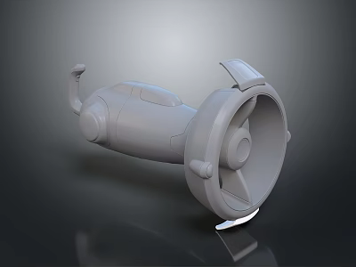 3D Rendered Gray Mechanical Weapon With Propeller Fan And Structural Components 3d model