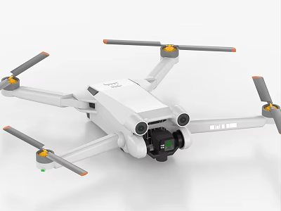 Advanced White Foldable Drone With Four Propellers And HD Camera 3d model