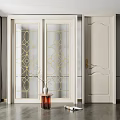 Modern Sliding Doors With Gold Patterned Glass For Elegant Home Interior Design