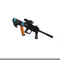 Colorful Patterned Rifle Equipped With Scope Orange Grip Black Blue White Spots