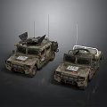 Two Military Green Armored Vehicles With Antennas Roof Racks And Number 88 Markings