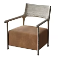 Modern Leisure Chair With Black Frame And Brown Upholstered Seat Cushion
